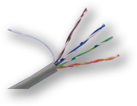 Lan-tec Cat 5e UTP copper data cable — detail of the unshielded cable structure