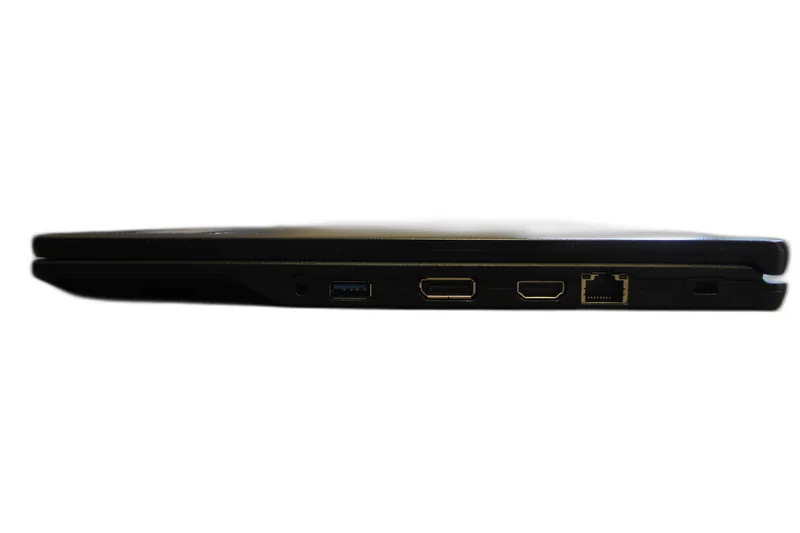 Fujitsu Lifebook im Seitenprofil mit HDMI, DisplayPort, LAN und Kensington-Slot