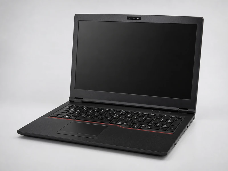 Otevřený černý business notebook připravený k zapůjčení